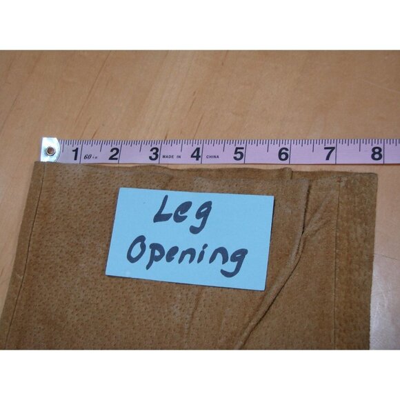 Cali Cali Suede Pants Color is Camel with Coffee Brown Trim Front Pockets Sz 10 - Picture 9 of 12